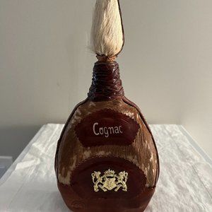 Vintage Cowhide Wrapped Cognac Decanter Bottle
